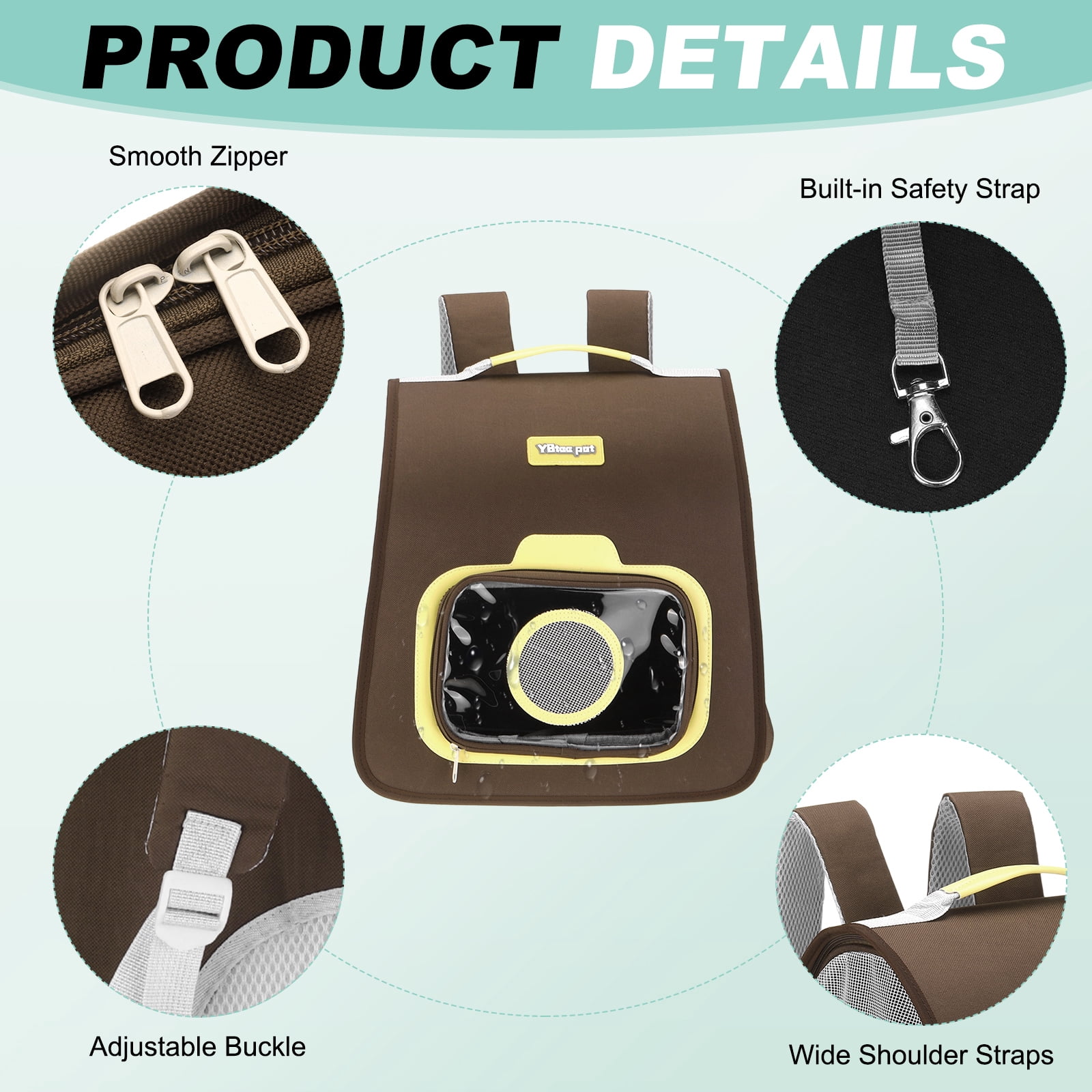 Cat Backpack Carrier, Large Space & Foldable, Breathable Pet Hiking Travel Backpack Khaki