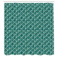thumbnail image 3 of Ambesonne Flamingo Shower Curtain, Tropical Plants Hibiscus, 69"Wx70"L, Dark Teal Rose Magenta, 3 of 5