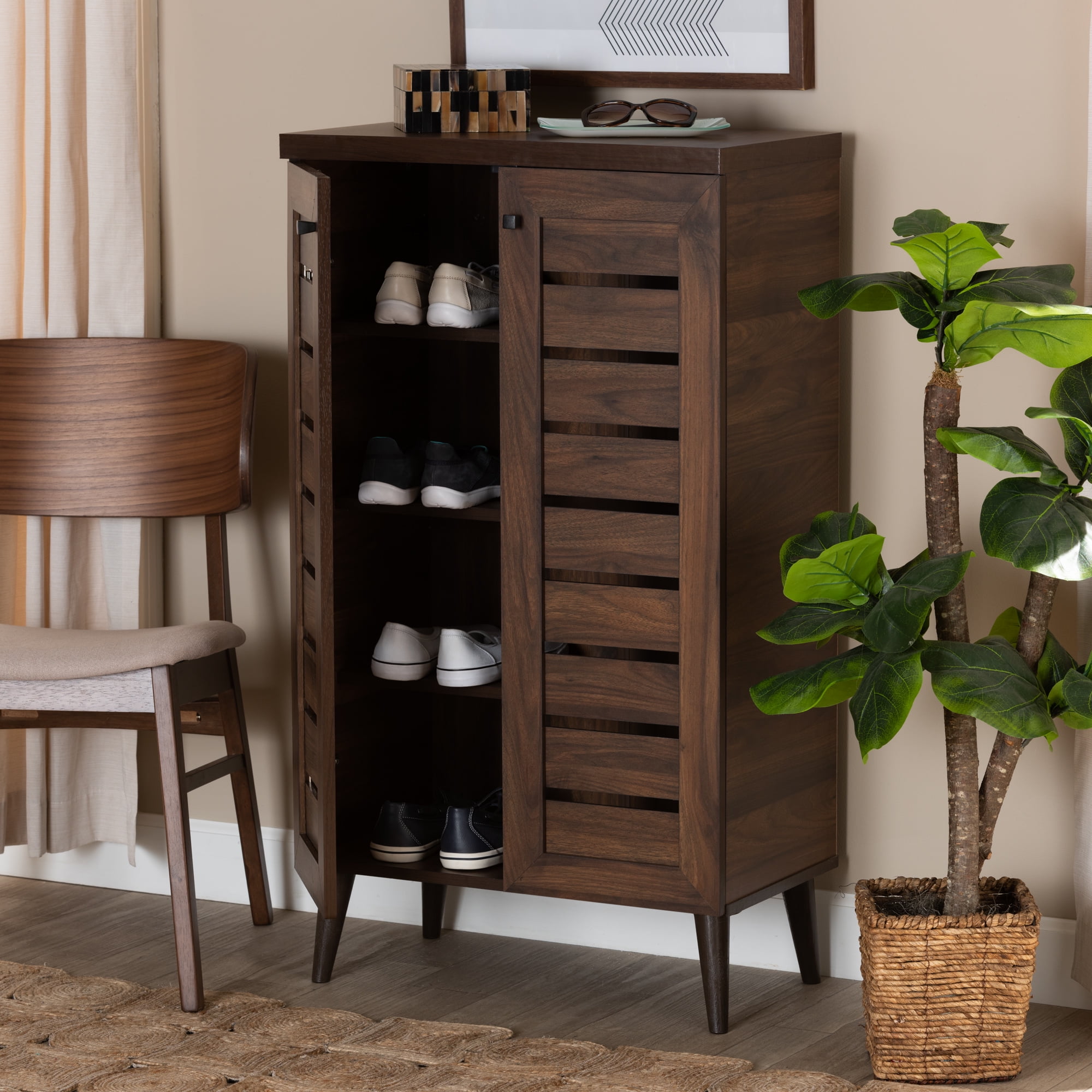 Baxton Studio Salma Modern and Contemporary Walnut Brown Finished