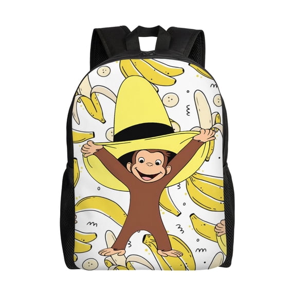 Curious Monkey George Backpack,3d Print Laptop Backpack Lightweight Casual Daypack Bookbag Multi-Function Travel Backpack