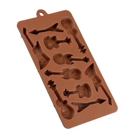 

10-Cavity Base Guitar Silicone Cake Bread Chocolate Fondant Jelly Candy Baking Mould Craft Mold (Coffee)