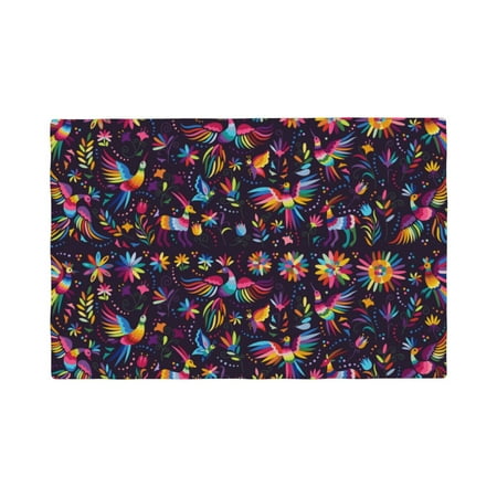 

Placemats Set of 4 Mexican Flowers Birds Heat Resistant Non - Slip Place mats Waterproof table mat for Kitchen Dining-4片装