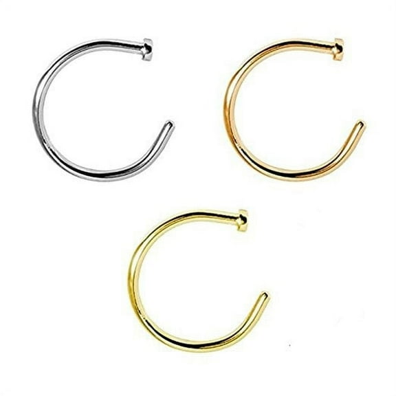 Nose Hoop 22G 5/16" Anodized Surgical Steel 3 Pack All Colors