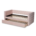 thumbnail image 6 of Baxton Studio Larkin Modern and Contemporary Pink Velvet Fabric Upholstered Twin Size Daybed with Trundle, 6 of 7