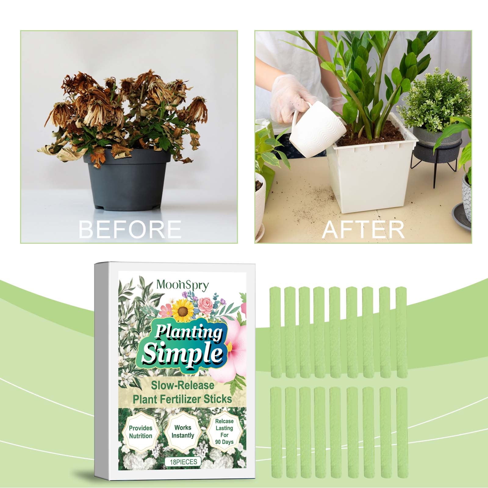 100 Bâtonnets Engrais Pour Plantes Fleuries Et Vertes - Libération Lente 6-8 Semaines, Pour Intérieur/Extérieur - 9