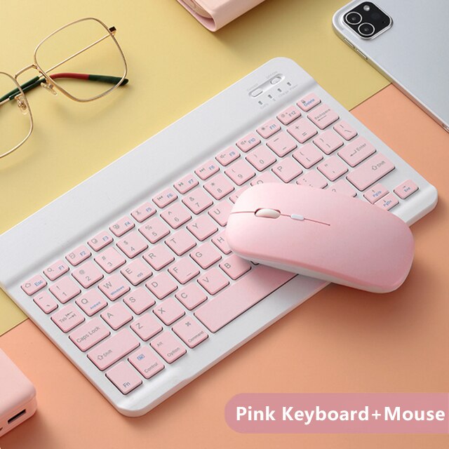 Inch Mini Bluetooth Wireless Keyboard and Mouse pink Keyboard for