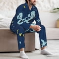 thumbnail image 7 of Naloa Space Dinosaur Men’s Pajamas Set - Long Sleeve Button Down Sleep Shirt and Pajama Bottoms Sleepwear Set-Medium, 7 of 7