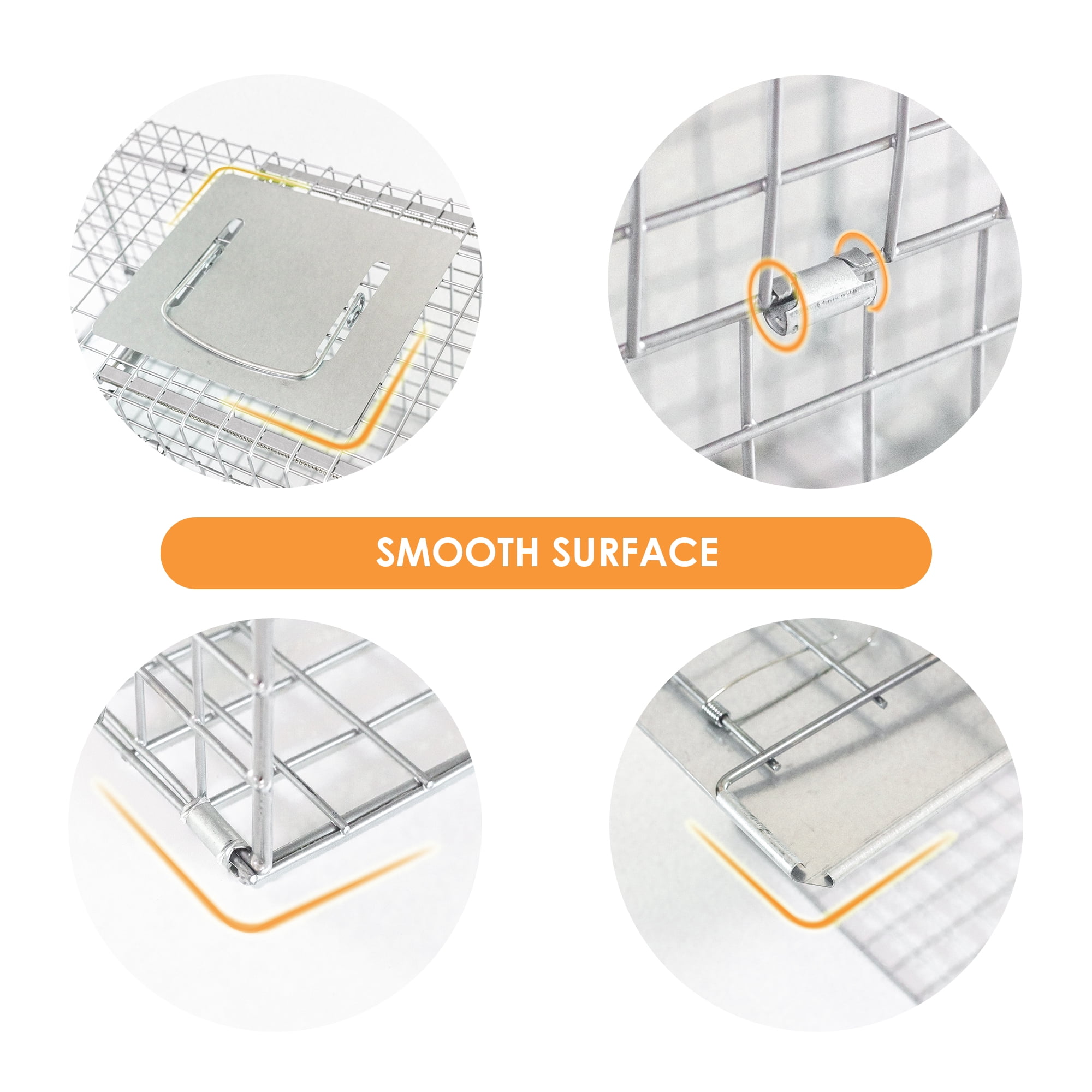 Collapsible Animal Trap Cage 32"x12"x10" Humane Catch and Release Steel Cage Foldable