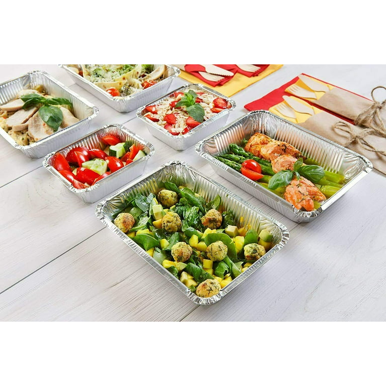 2.25 Lb Oblong Rectangular Aluminum Pans with Board Lids Takeout