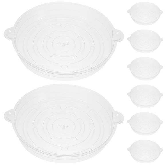 GOOHOCHY Plastic Planter Tray Flower Pot Trays Transparent 10Pcs