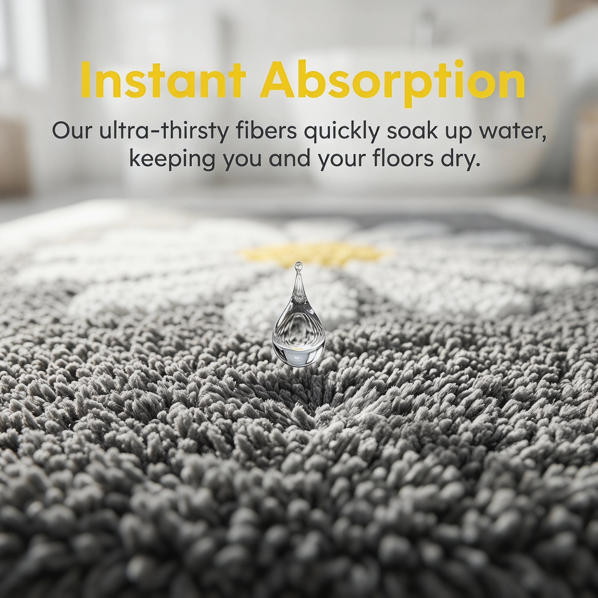 Unique Bargains Aesthetic Non Slip Ultra Soft Absorbent Shaggy Bath Mat Grey 32" x 20"