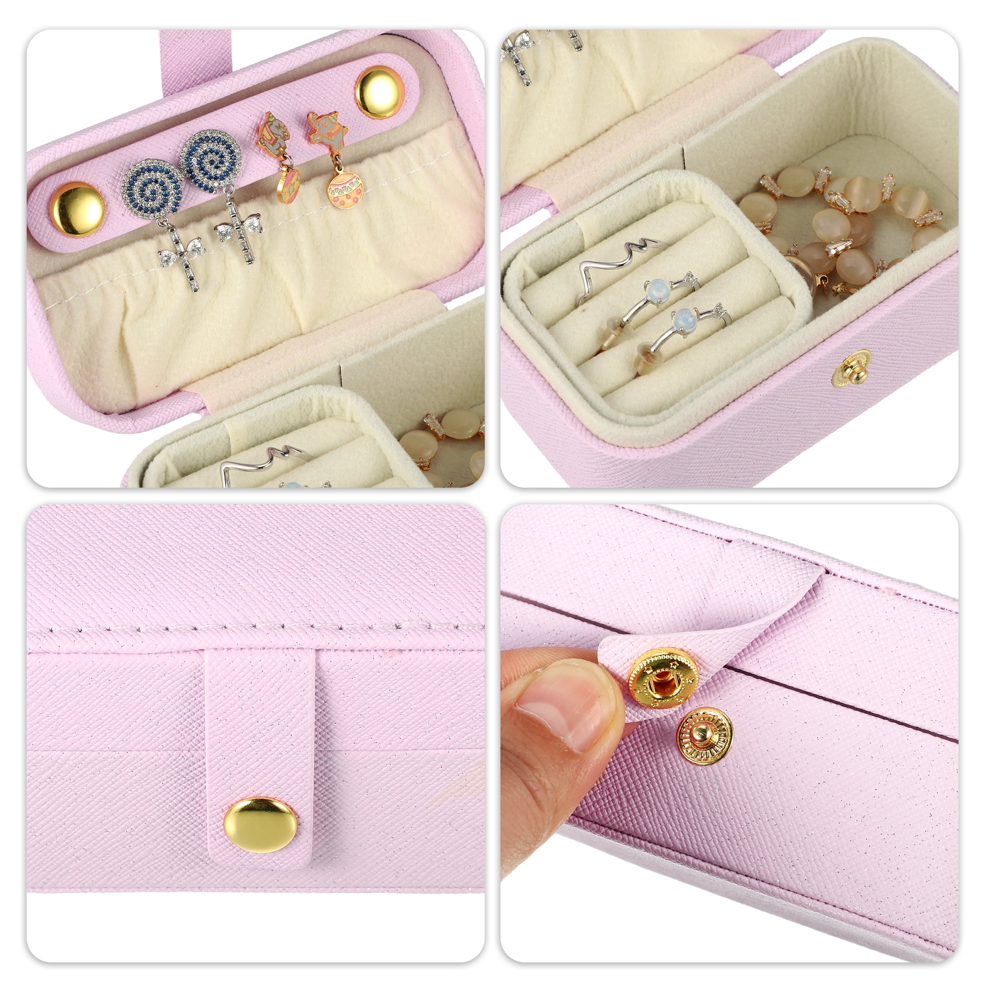 Unique Bargains 1pc Mini Elegant Square Jewelry Box for Travel Purple
