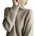 thumbnail image 5 of Women's Turtleneck Sweater 2025 Autumn Spliced ​ ​   Thickened Woven Pullover Loose Long Sleeve Sweater Top Fashion Winter Clothes, 5 of 5