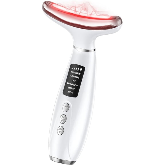 Red Light Therapy for Face & Neck, Face Massager Tool for Anti-Aging, Skin Facial Sculptor, 7-Color LED Phototherapy Device with Lifting, Heat & Vibration, Firming, Rechargeable Beauty Tool