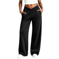 thumbnail image 5 of AherBiu Yoga Pants for Women Crossover Waisted Straight Wide Leg Baggy Loose Fitted Athletic Workout Pants with Pockets, 5 of 6