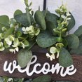 thumbnail image 5 of XMMSWDLA Green Eucalyptus Wreath for Front Door, 11.8 inch Eucalyptus Leaves Wreath with Welcome Sign, Spring/Summer Wreaths for Indoor/Outdoor Farmhouse Home Wall Window Decor, 5 of 9
