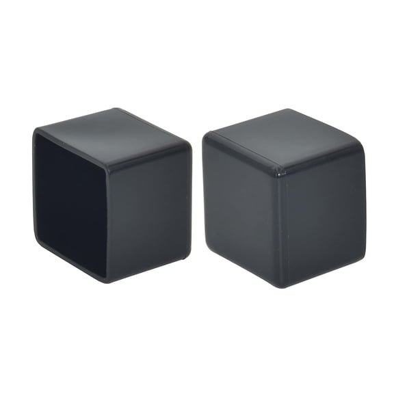 Flyshop Square Flexible PVC Leg Tips Chair Leg Caps Furniture Floor Protectors, 1-3/16" x 1-3/16", 30 x 30 mm, Bright Black, 4Pcs