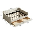 thumbnail image 3 of Generic Full Size Daybed with Drawers Upholstered Tufted Sofa Bed, with Button on Back and Piping on Waved Shape Arms-Beige, 3 of 7