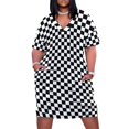 thumbnail image 1 of Vestido holgado con bolsillo y bandera a cuadros para mujer vestido largo de verano para mujer, 1 of 7