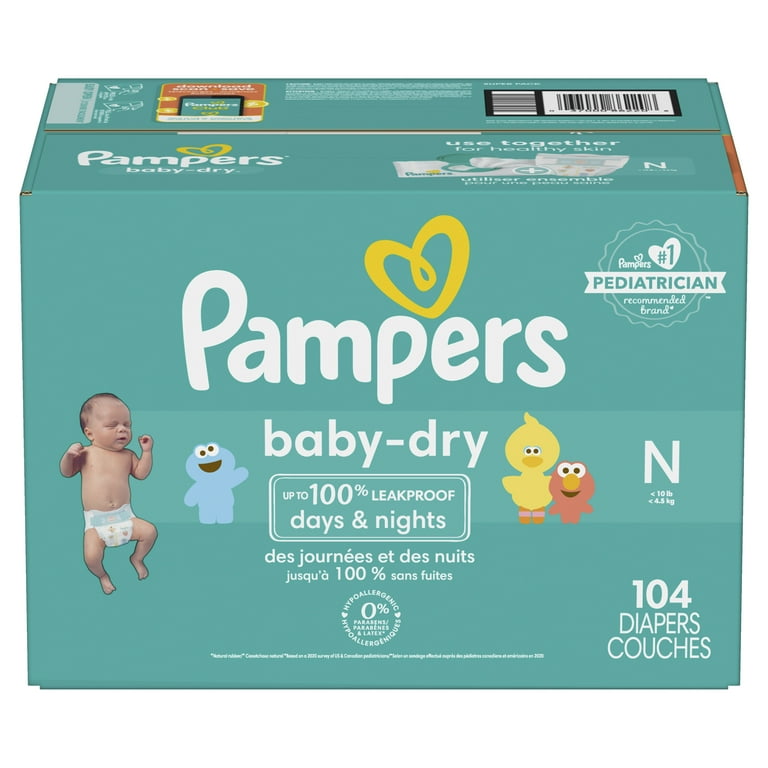 Pampers Baby Diapers Count for (Select Size 104 Dry Options) More Newborn,