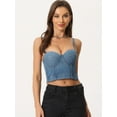 thumbnail image 2 of Unique Bargains Women's Denim Push Up Bustier Sleeveless Cami Jeans Corset Crop Top XS Blue, 2 of 6