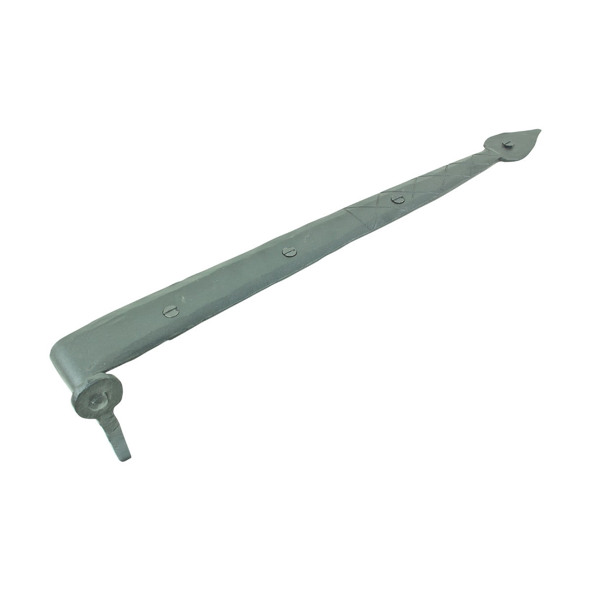 Renovators Supply Black Wrought Iron Lift Off Pintle Strap Hinge 14 in Spear tip Heart Diamond Etch Pintle Strap Gate and Door Hinges w/Hardware
