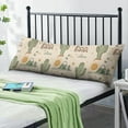 thumbnail image 2 of Boho Cactus Long Pillow Case 20x54 Inches - Full-Length Support Cover with Invisible Zipper, Retro Desert Succulent Design - Breathable & Durable Fabric, 2 of 3