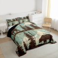 thumbnail image 3 of Homewish Wildlife Bear Moose Queen Comforter Set,Country Farmhouse Lodge Bedding Sets,Blue Beige Bedding Comforter Set For Teens,Ultra Soft Home Decor Reversible,3pcs, 3 of 8