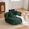 thumbnail image 2 of S-HOME High-Back Oversized Bean Bag Chair with Ergonomic Support, 3 Pillows, and Corduroy Fabric Memory Foam Filling, for Adults and Kids' Spaces, Emerald, 2 of 15