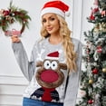 thumbnail image 3 of ‌Tumao Christmas Sweaters for Women Reindeer Print Sweater Round Neck Long Sleeve Pullover Sweater Tops for Christmas, parties, 3 of 6