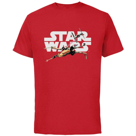 Star Wars Logo Classic X-Wing vs TIE Fighter Space Battle - Short Sleeve Cotton T-Shirt for Adults - Customized-Red