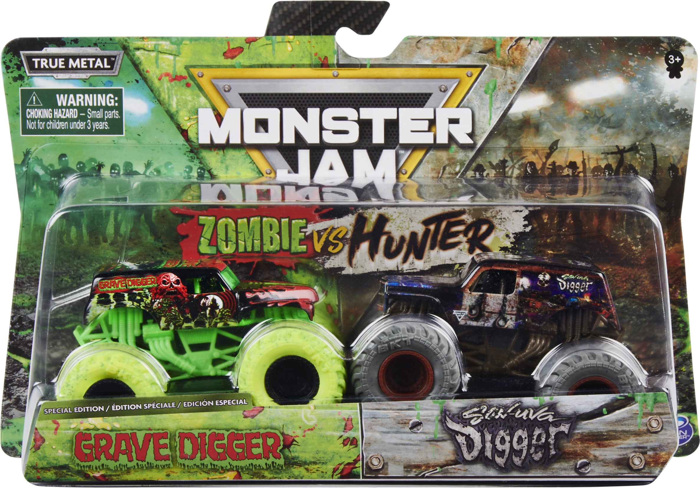 Monster Jam Zombie Digger DieCast Monster Truck 2Pack, 164 Scale