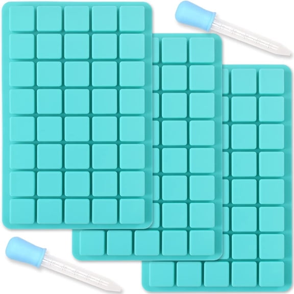 40 Cavities Square Silicone Mold, for Making Chocolate Candy, Ice Cube Tray, Truffles Pralines, 3 Packs and 2 Droppers