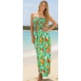thumbnail image 5 of LA LEELA Women's Beach Maxi A-Line Casual Summer Slit Party Strapless Tube Top Dress One Size Shamrock Green, Tropical, 5 of 5