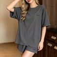thumbnail image 6 of uublik Pajama Set for Women Short Sleeve Top and Loose Shorts Casual Comfy Soft Sleepwear for Nightwear Dark Gray, 6 of 6