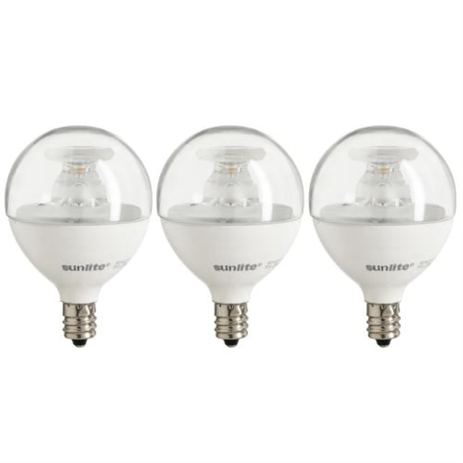 Sunlite LED G16 Globe 7W (60W Equivalent) Bulb Candelabra (E12) Base, Warm White 3 Pack
