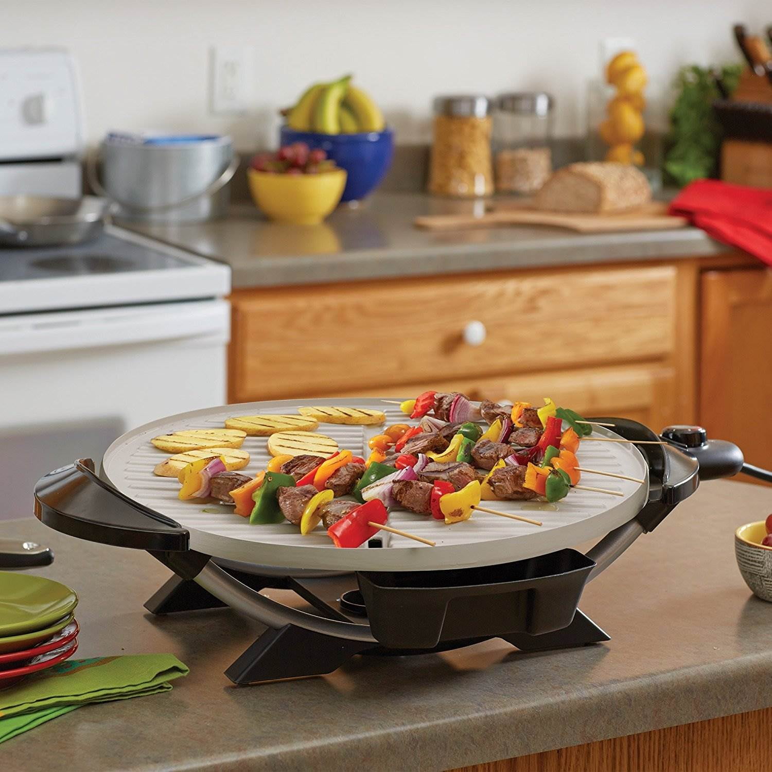 Foreman Indoor Outdoor Domed Electric Grill w/ Ceramic Plates