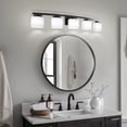 thumbnail image 2 of Briignite 5-Light Bathroom Light Fixture with Milk Glass Shades, Modern Stylish Vanity Lighting Fixtures for Bathroom, Black and White, 2 of 7