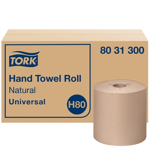 Toalla de mano Roll Tork Natural H80, 100% fibra reciclada, 6 x 800 pies