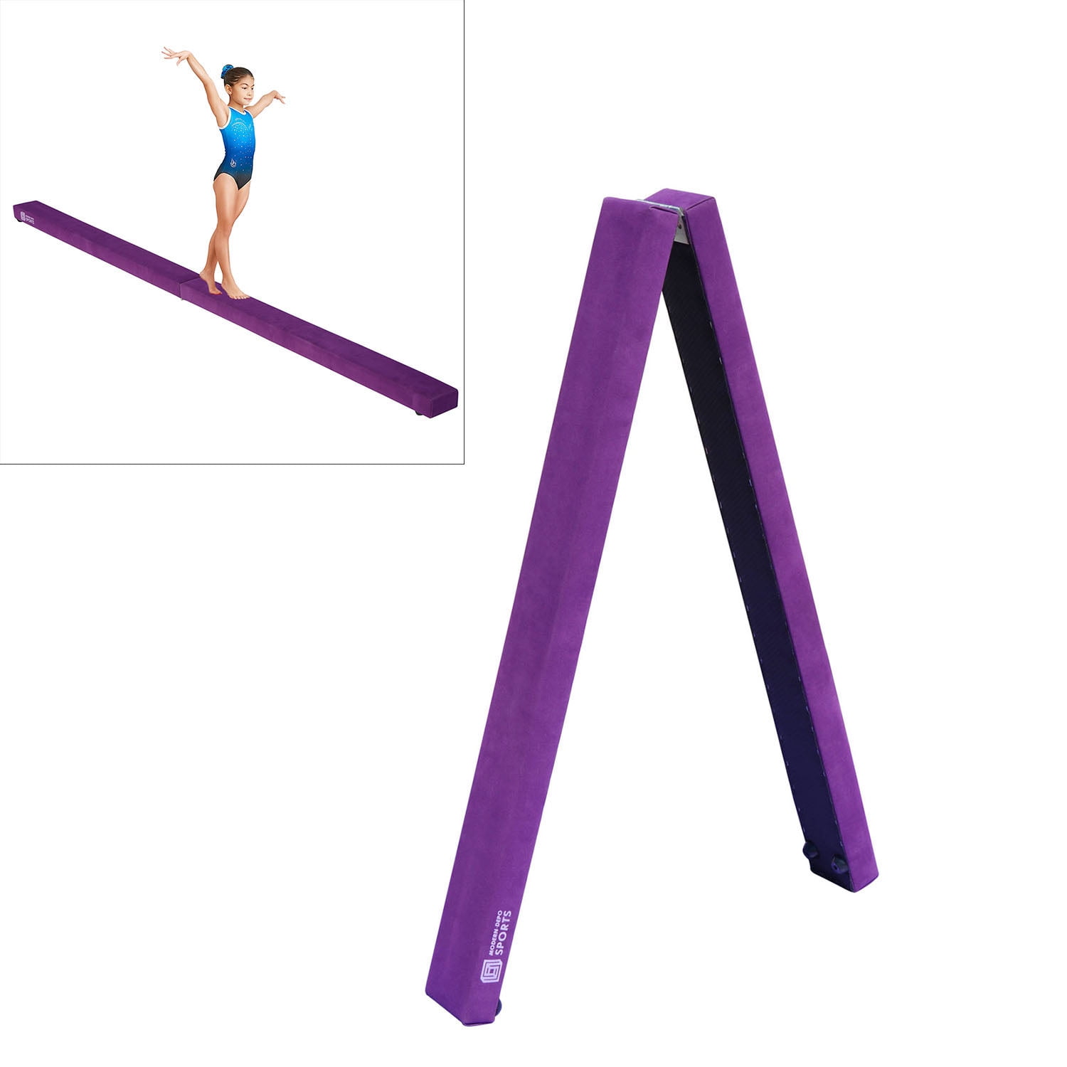 8' Junior Gymnastics Balance Beam for Home Use Sectional Foam Folding