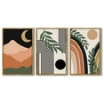 thumbnail image 4 of Drsoum Boho Wall Decor 16x24in3pcs Natural Framed Modern Botanical Wall Art Minimalist Bohemian Moon Phases Painting, 4 of 6