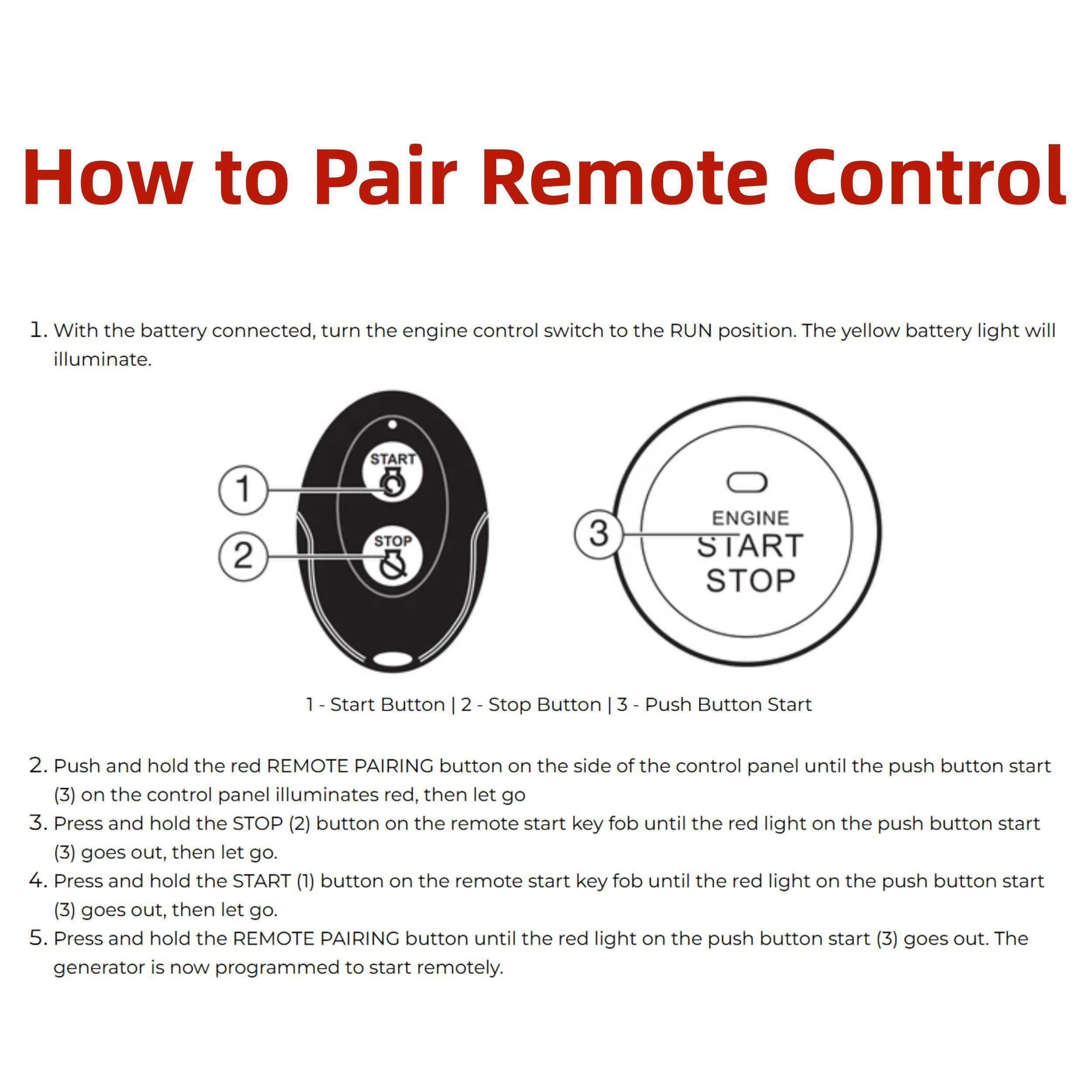 Remote Control Key Fob for Westinghouse Non-Inverter Generator WGen3600DFc WGen5300 WGen5300DFc WGen7500 WGen7500DF WGen9500 WGen9500DF WGen9500DFc WGen9500TFc WGen11500DFc WGen10500DFc WGen10500TFc