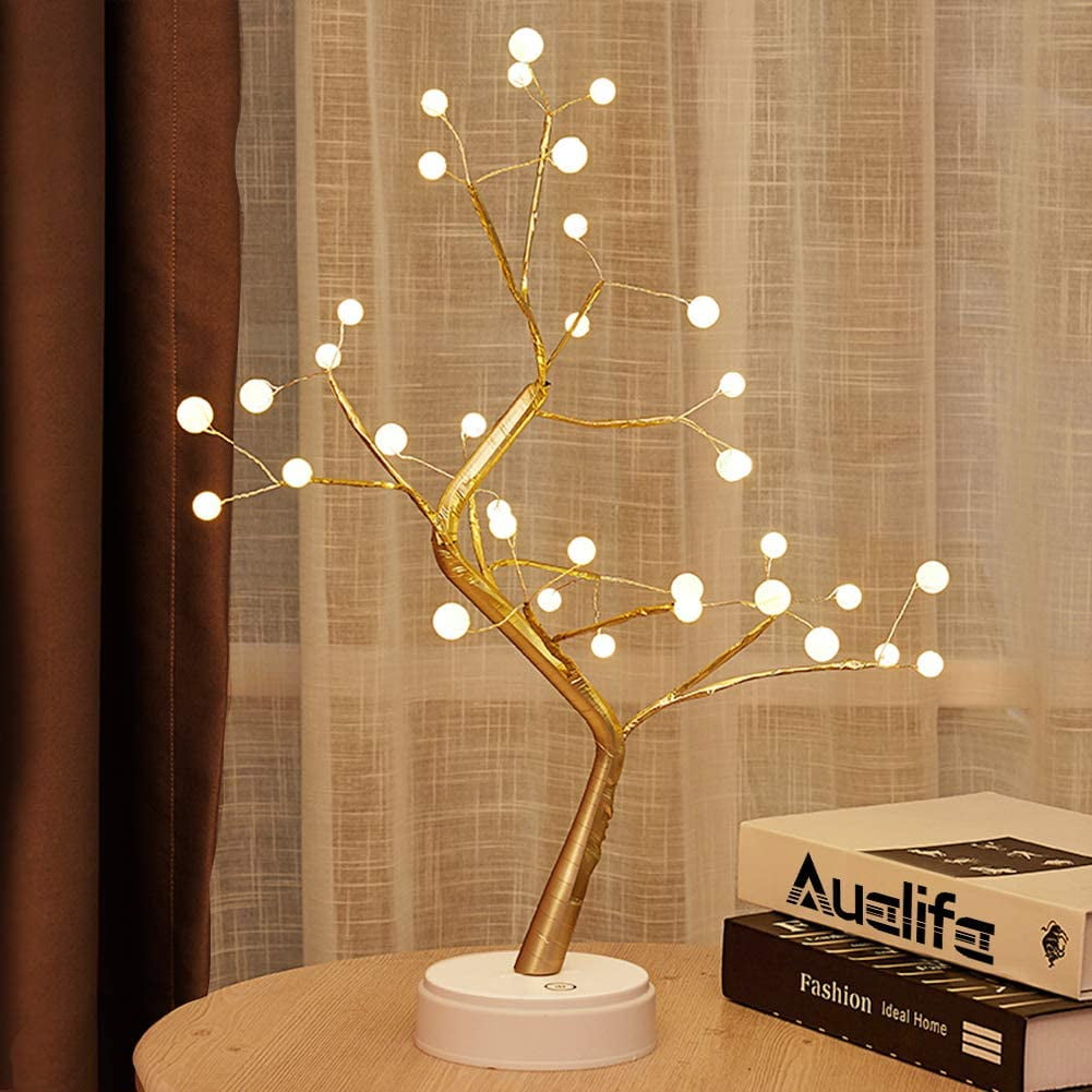 Gold Glitter 40cm Light Up 16 LED Twig Tree HOME PARTY Wedding Table decoration 