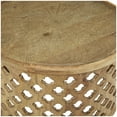 thumbnail image 4 of DecMode 32" x 18" Brown Wood Quatrefoil Design Coffee Table with Clear Glass Top, 1-Piece, 4 of 9