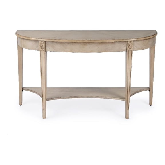Beaumont Lane Traditional 54"W Demilune Console Table in Antique Beige
