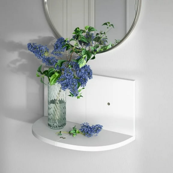 5 Tier Wood Floating Wall Mount Corner Shelves White Finish