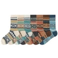 thumbnail image 5 of 3 Pairs Womens Men Vintage Cozy Crew Socks Soft Cute Neutral Cotton Socks Exquisite Patterns Socks Gift, 5 of 10