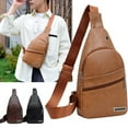 thumbnail image 1 of Mochila bandolera con puerto USB y agujero para auriculares - Bolsa de pecho para senderismo de gran capacidad de 30L, resistente al agua, correa ajustable, caqui/café, 1 of 6