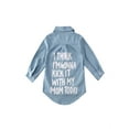thumbnail image 1 of Gureui Baby Girls Autumn Warm T-Shirt, Toddler Denim Letter Print Long Sleeve Blouse Top, 1 of 5