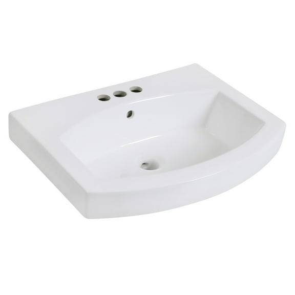 Kingston Brass EV2418W34 Inflection 24" Ceramic Console Sink (4-Inch, 3-Hole), White